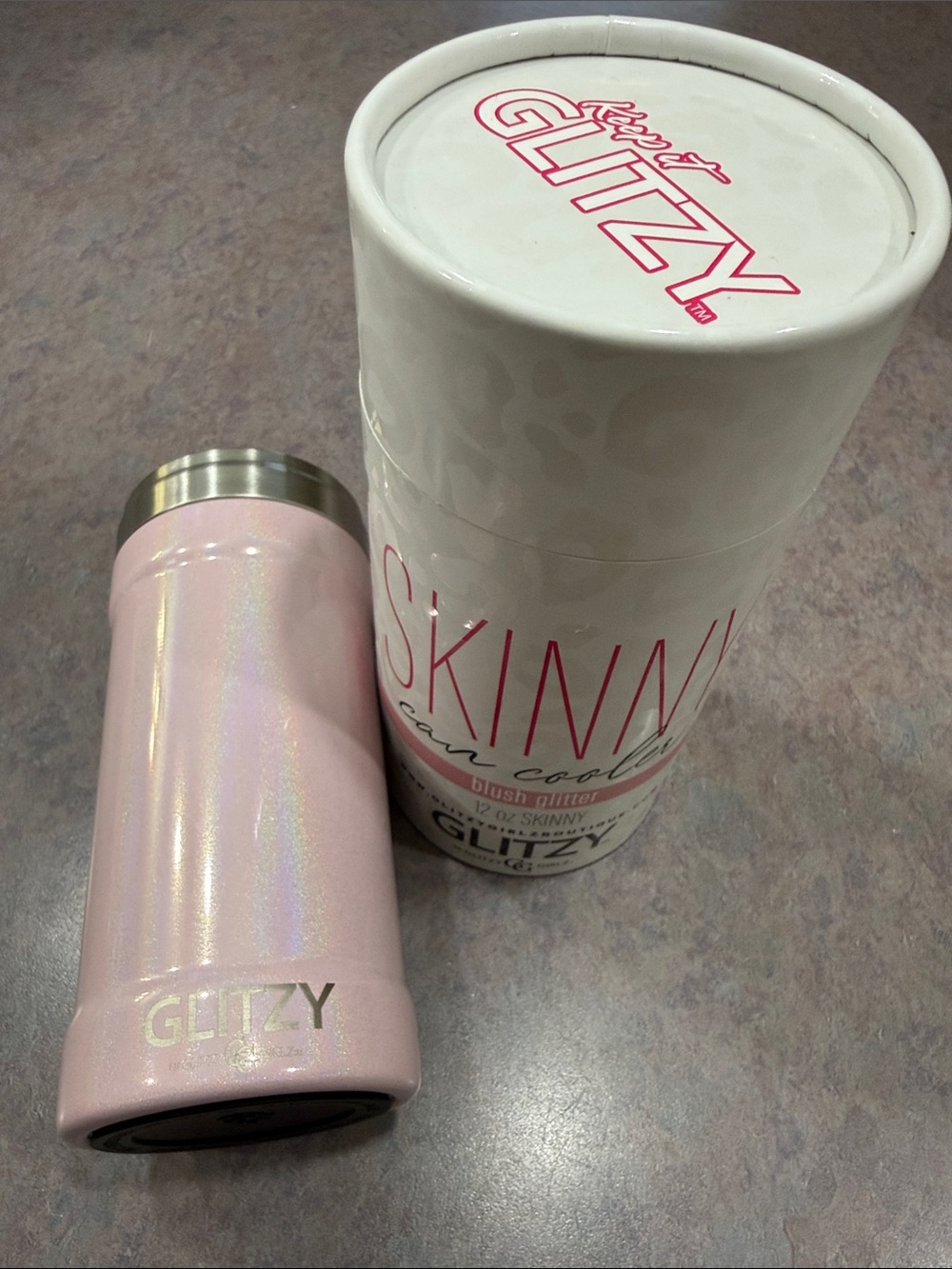 Glitz Iridescent Light Pink Skinny Insulated Travel Tumbler - Keep it Glitzy
